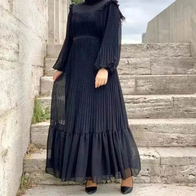 New Women's Net Color High Collar Pullover Fashion Loose Middle East Dresses - Velora