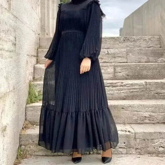 New Women's Net Color High Collar Pullover Fashion Loose Middle East Dresses - Velora