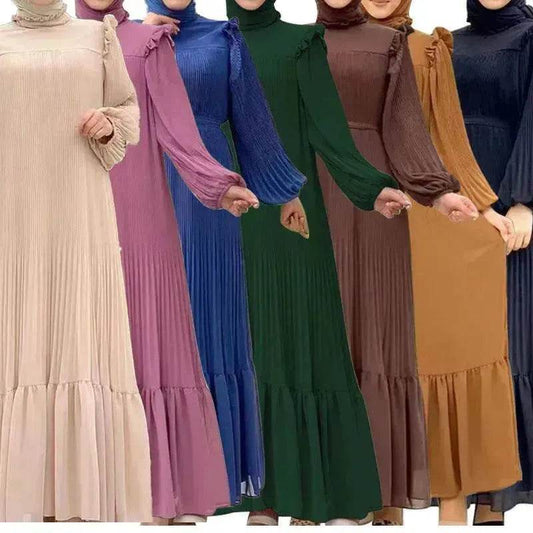 New Women's Net Color High Collar Pullover Fashion Loose Middle East Dresses - Velora