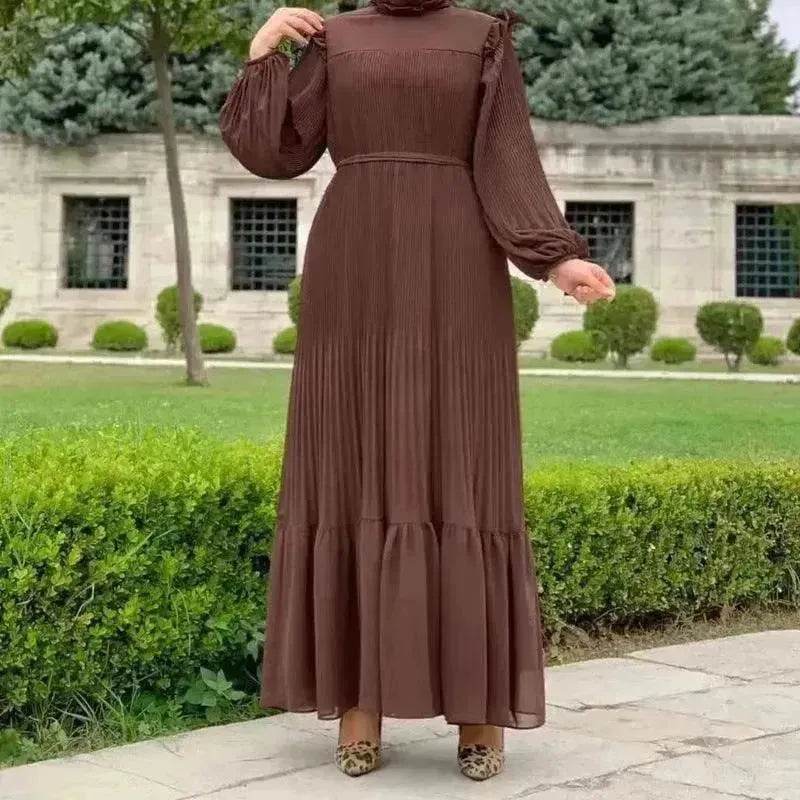New Women's Net Color High Collar Pullover Fashion Loose Middle East Dresses - Velora
