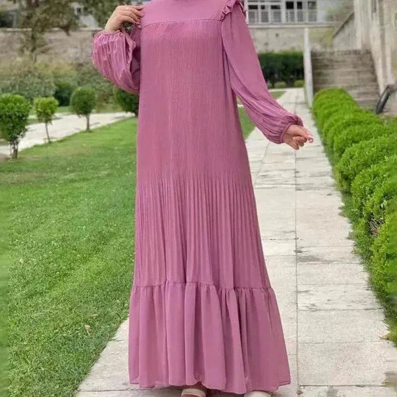 New Women's Net Color High Collar Pullover Fashion Loose Middle East Dresses - Velora