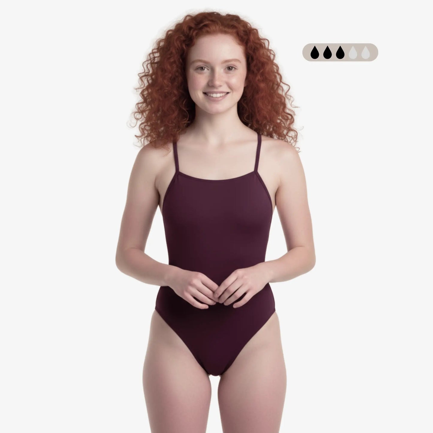 Merlot SecureFlo Open-Back One-Piece Period Swimsuit by Norca