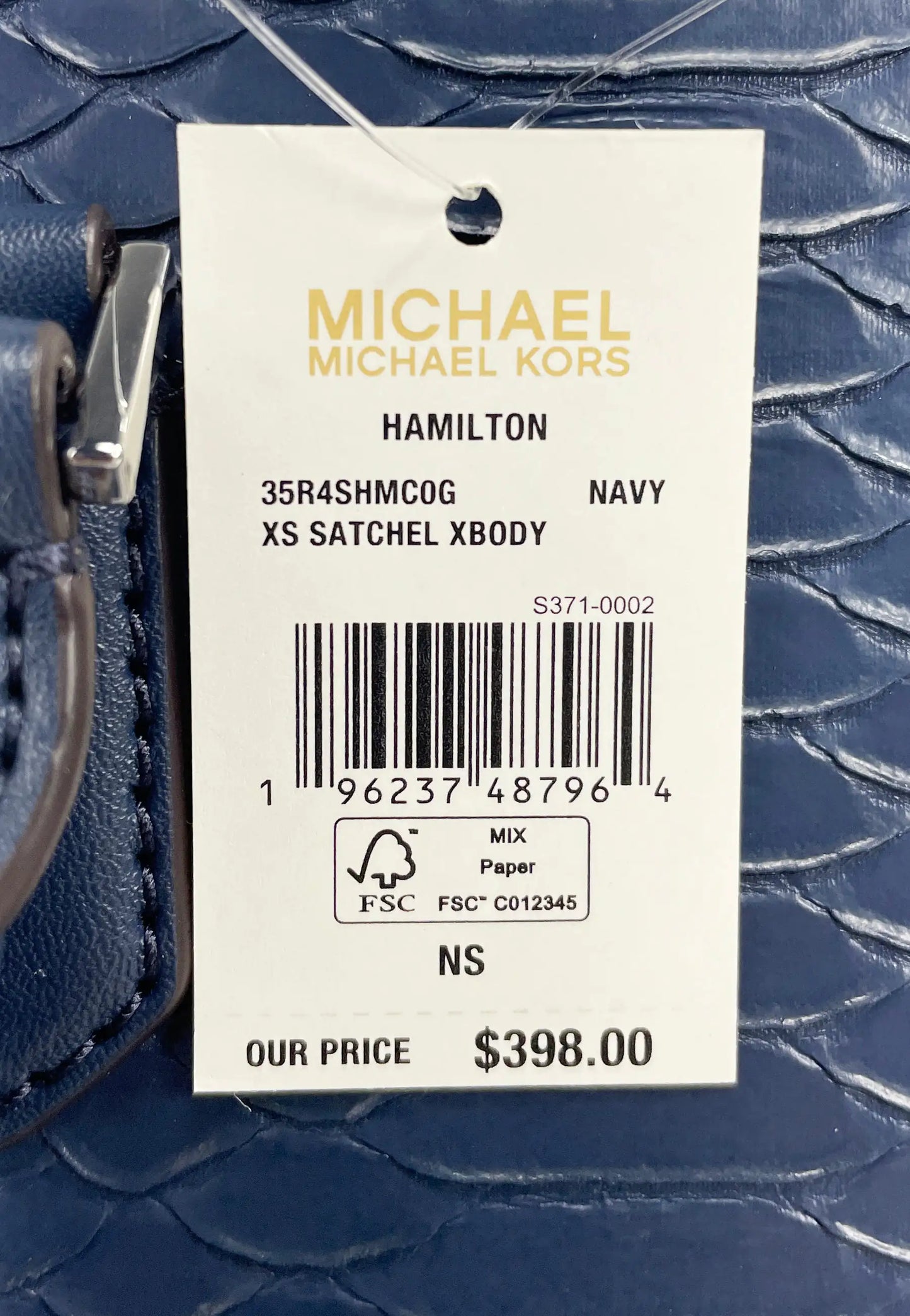 Navy Snake Leather Mini Satchel by Michael Kors