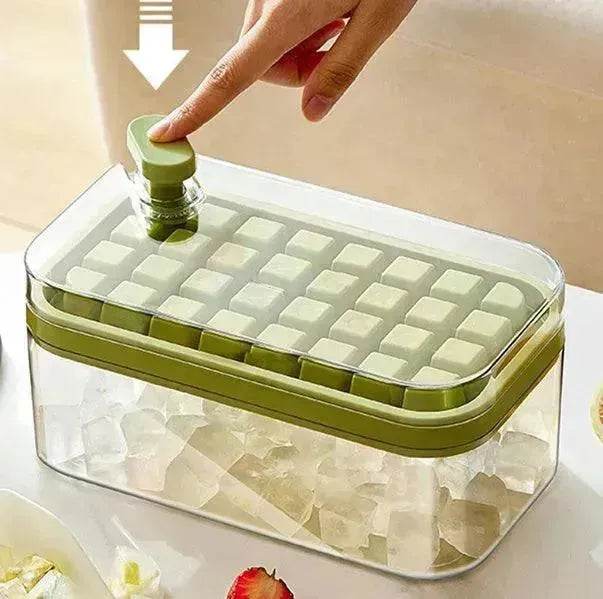 One-button Press Type Ice Mold Box Plastics Ice Cube Maker Ice Tray Mold With Storage Box With Lid Bar Kitchen Accessories - Velora