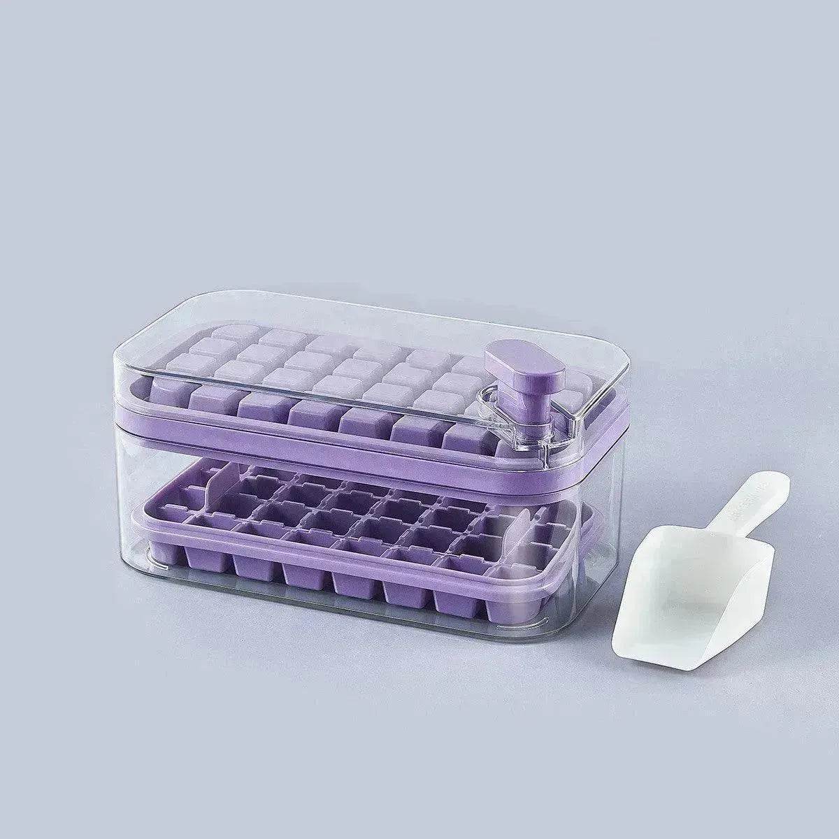 One-button Press Type Ice Mold Box Plastics Ice Cube Maker Ice Tray Mold With Storage Box With Lid Bar Kitchen Accessories - Velora