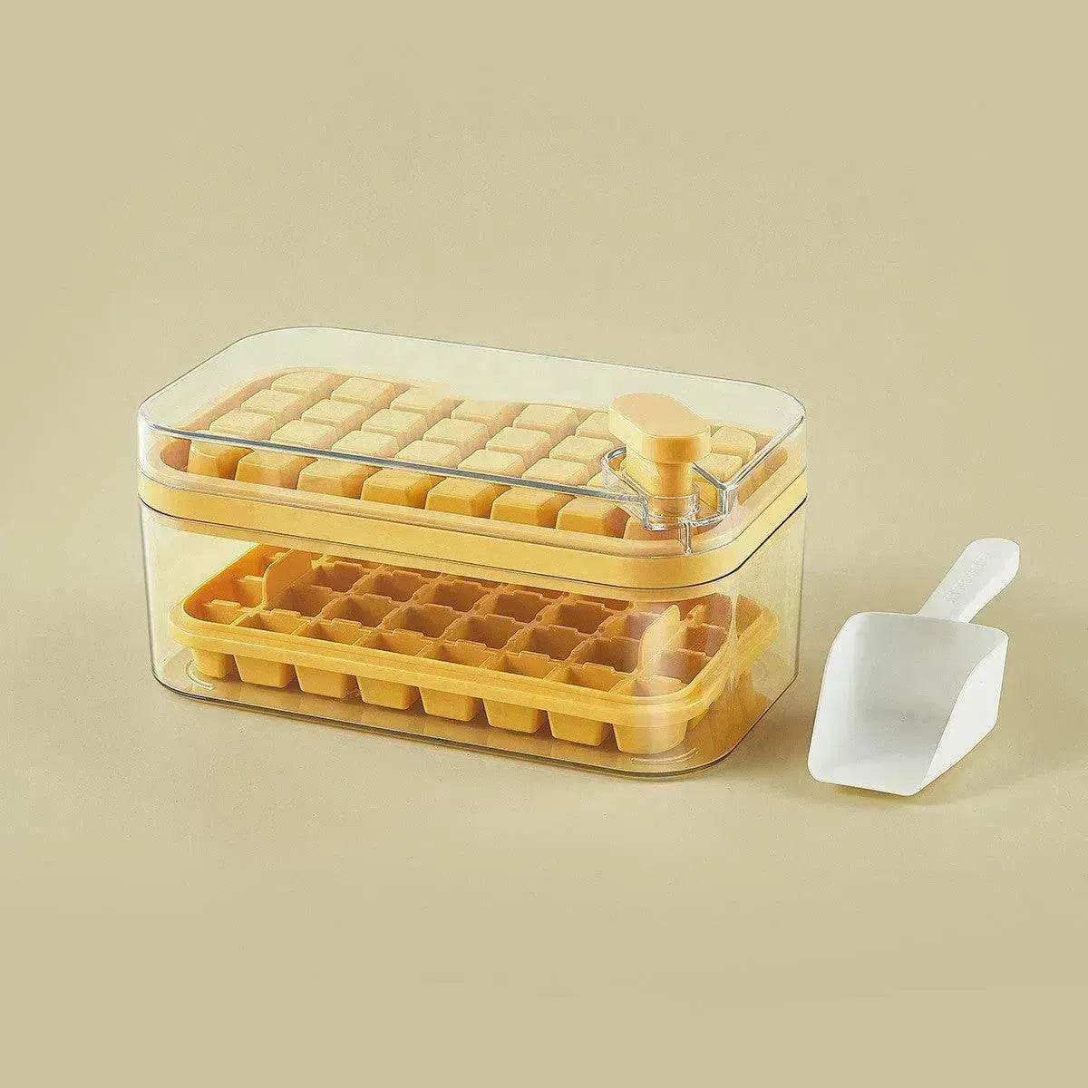 One-button Press Type Ice Mold Box Plastics Ice Cube Maker Ice Tray Mold With Storage Box With Lid Bar Kitchen Accessories - Velora