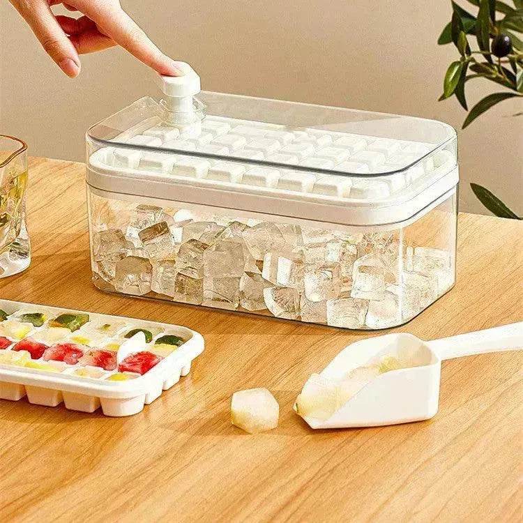 One-button Press Type Ice Mold Box Plastics Ice Cube Maker Ice Tray Mold With Storage Box With Lid Bar Kitchen Accessories - Velora