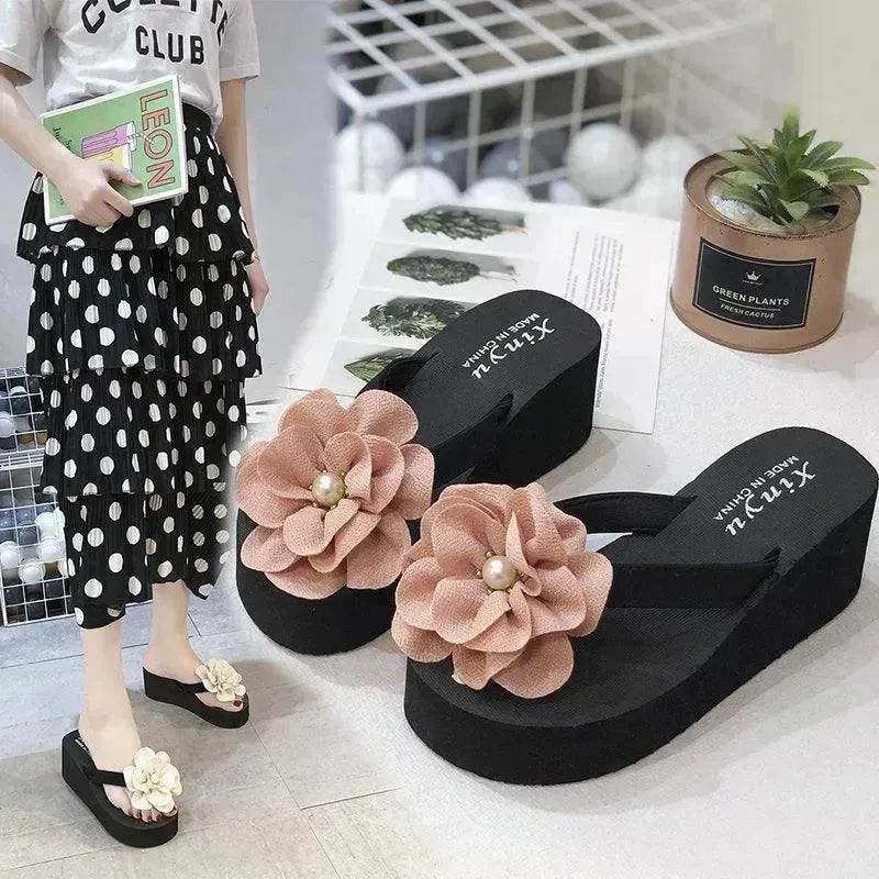 Outer Wear Flat Beach Shoes Flower Sandals - Velora