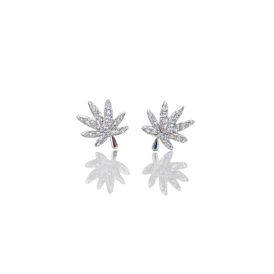 SILVER CANNABIS LEAF EARRING