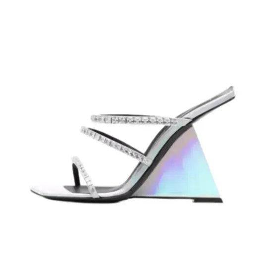 Patent Leather Square Block High Wedge Slippers - Velora