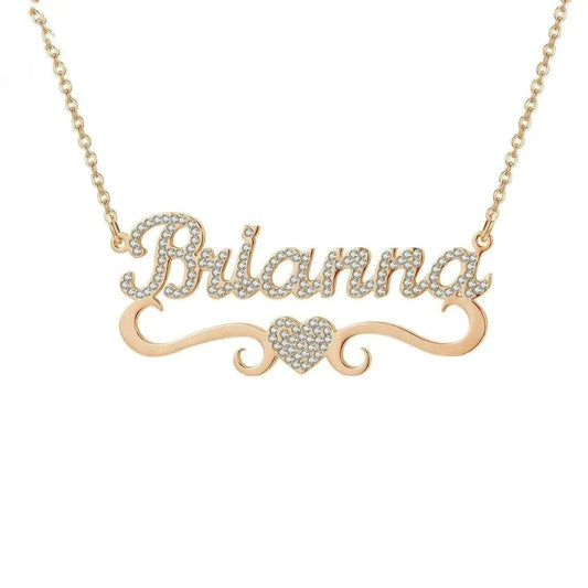 Personalized Name Heart Iced Out Pendants Necklace - Velora