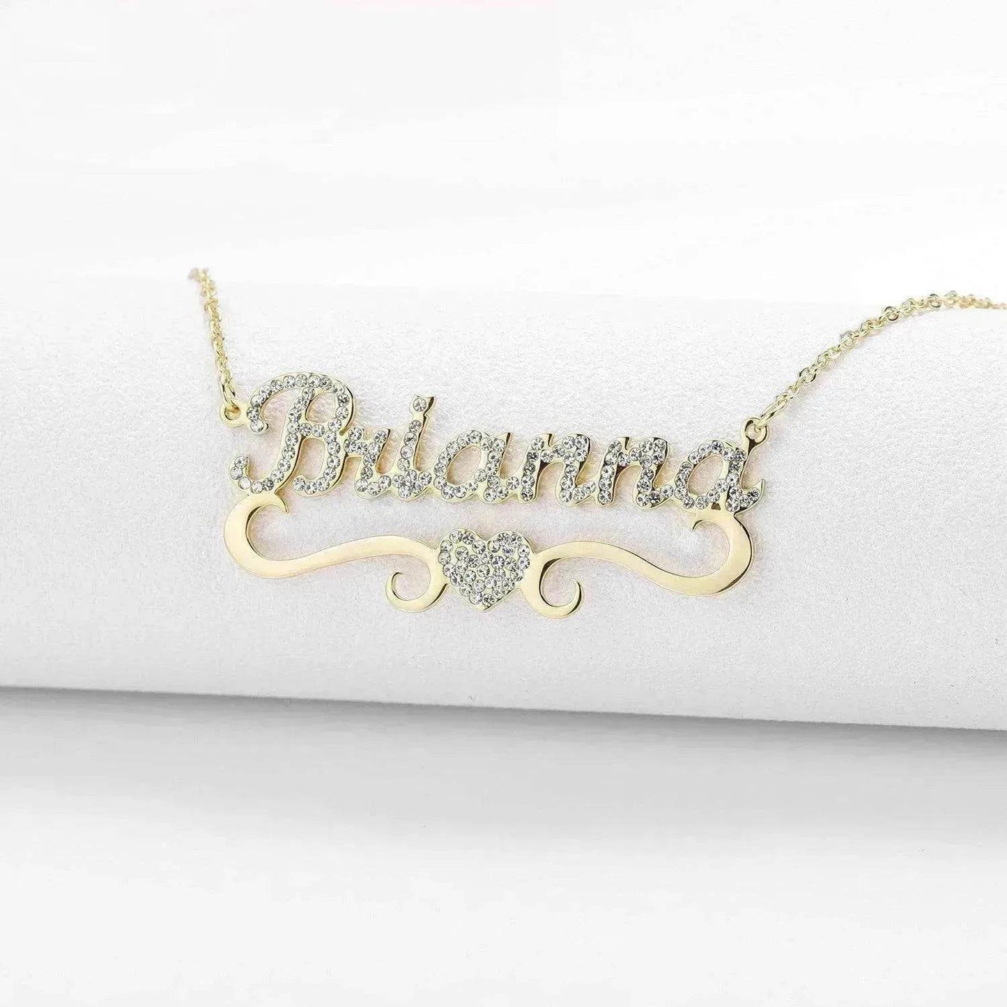 Personalized Name Heart Iced Out Pendants Necklace - Velora