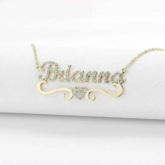 Personalized Name Heart Iced Out Pendants Necklace - Velora