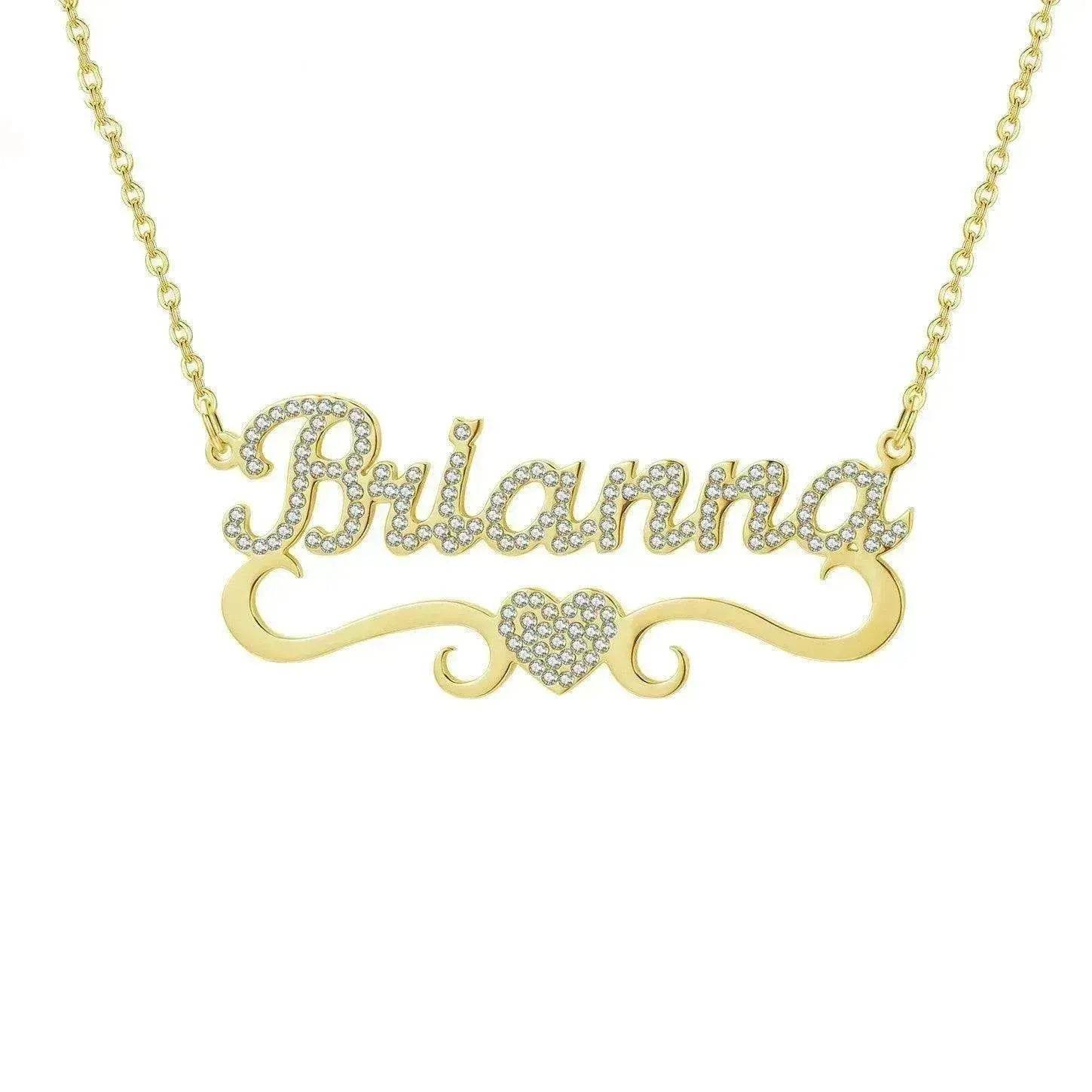 Personalized Name Heart Iced Out Pendants Necklace - Velora