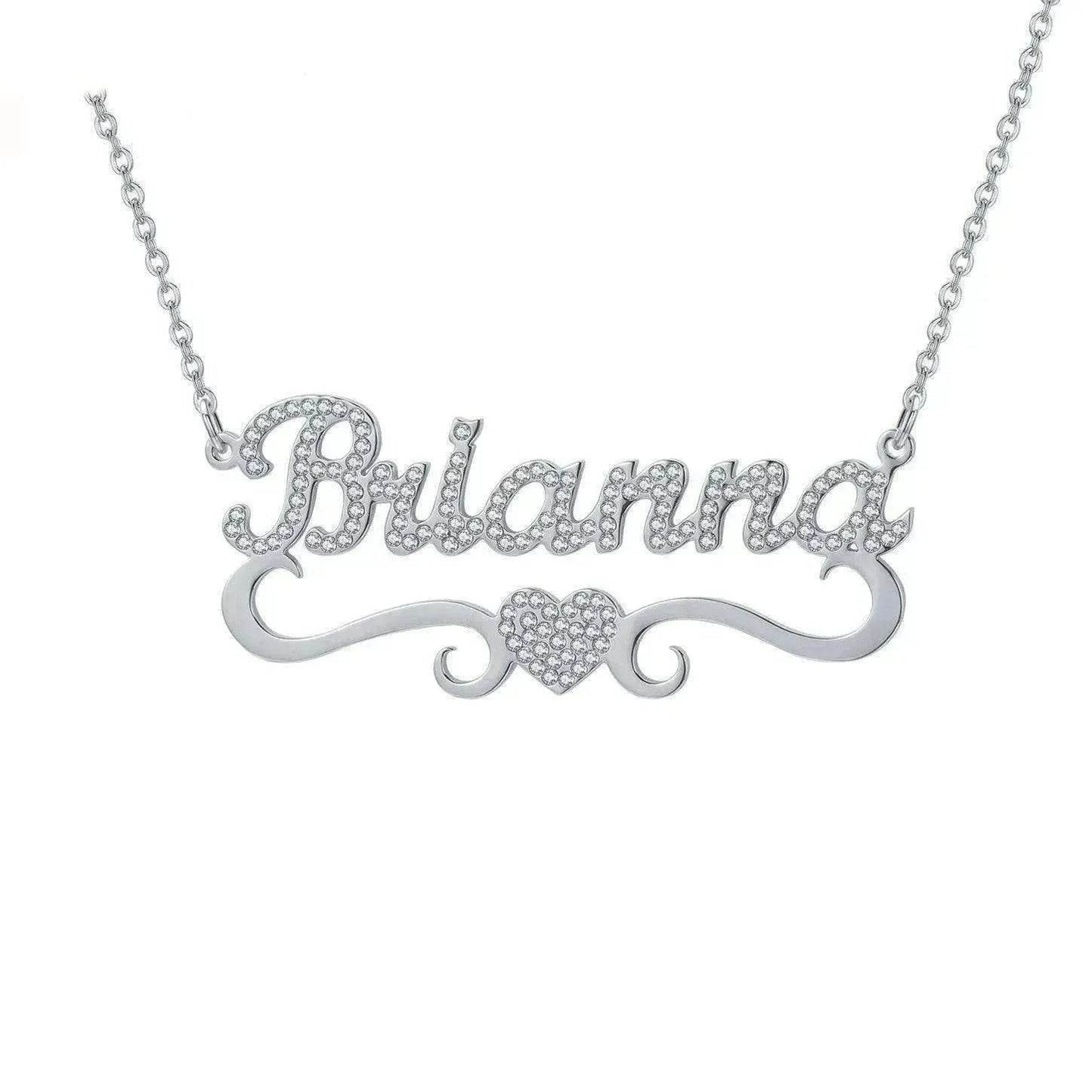 Personalized Name Heart Iced Out Pendants Necklace - Velora