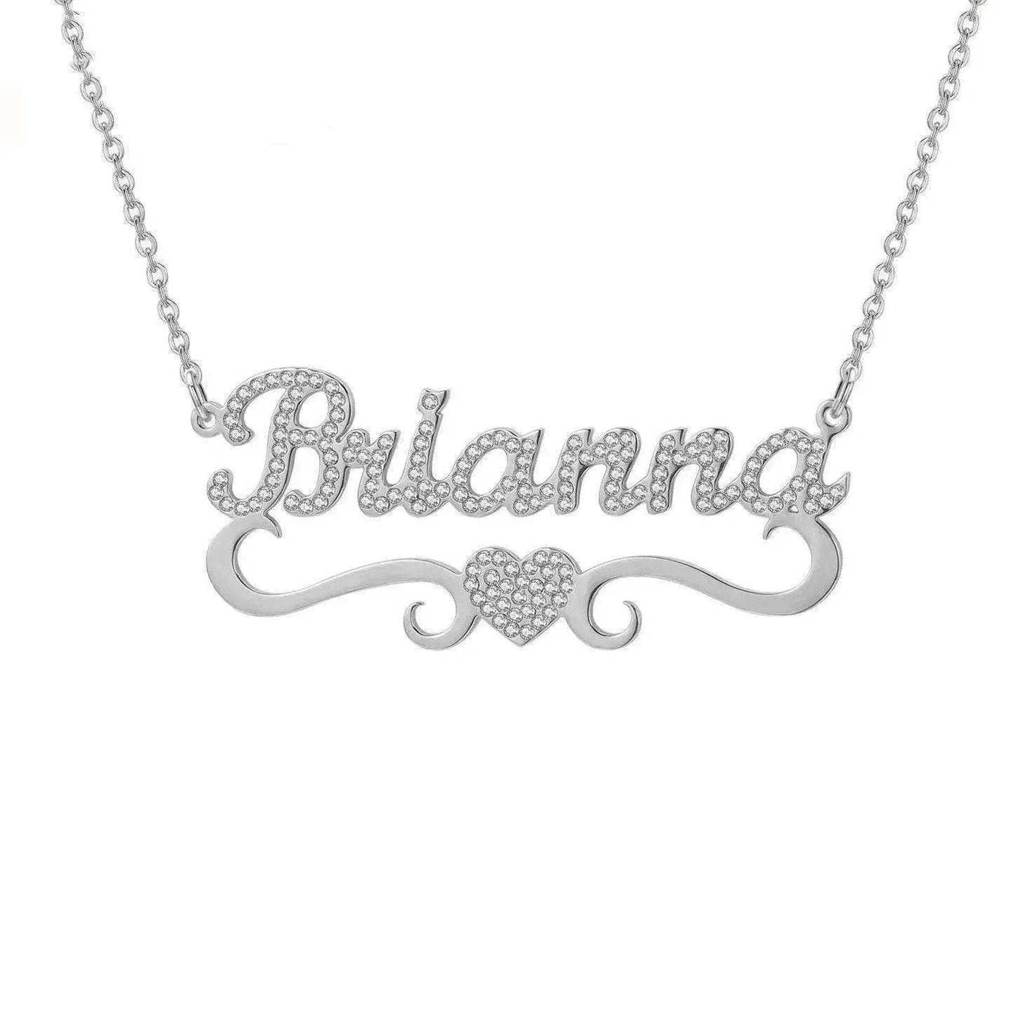Personalized Name Heart Iced Out Pendants Necklace - Velora