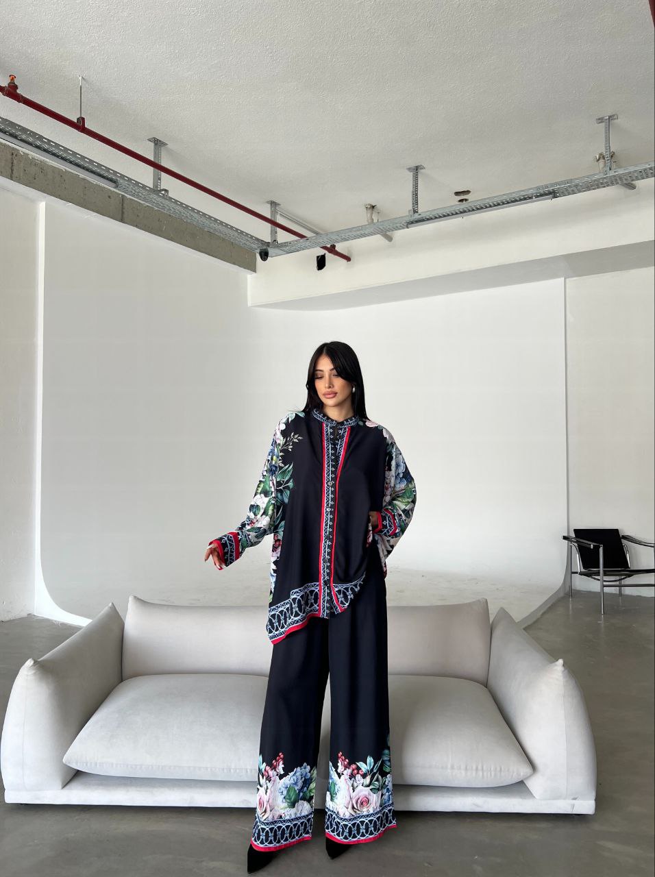 Printed Top with Wide Leg Pants - Velora