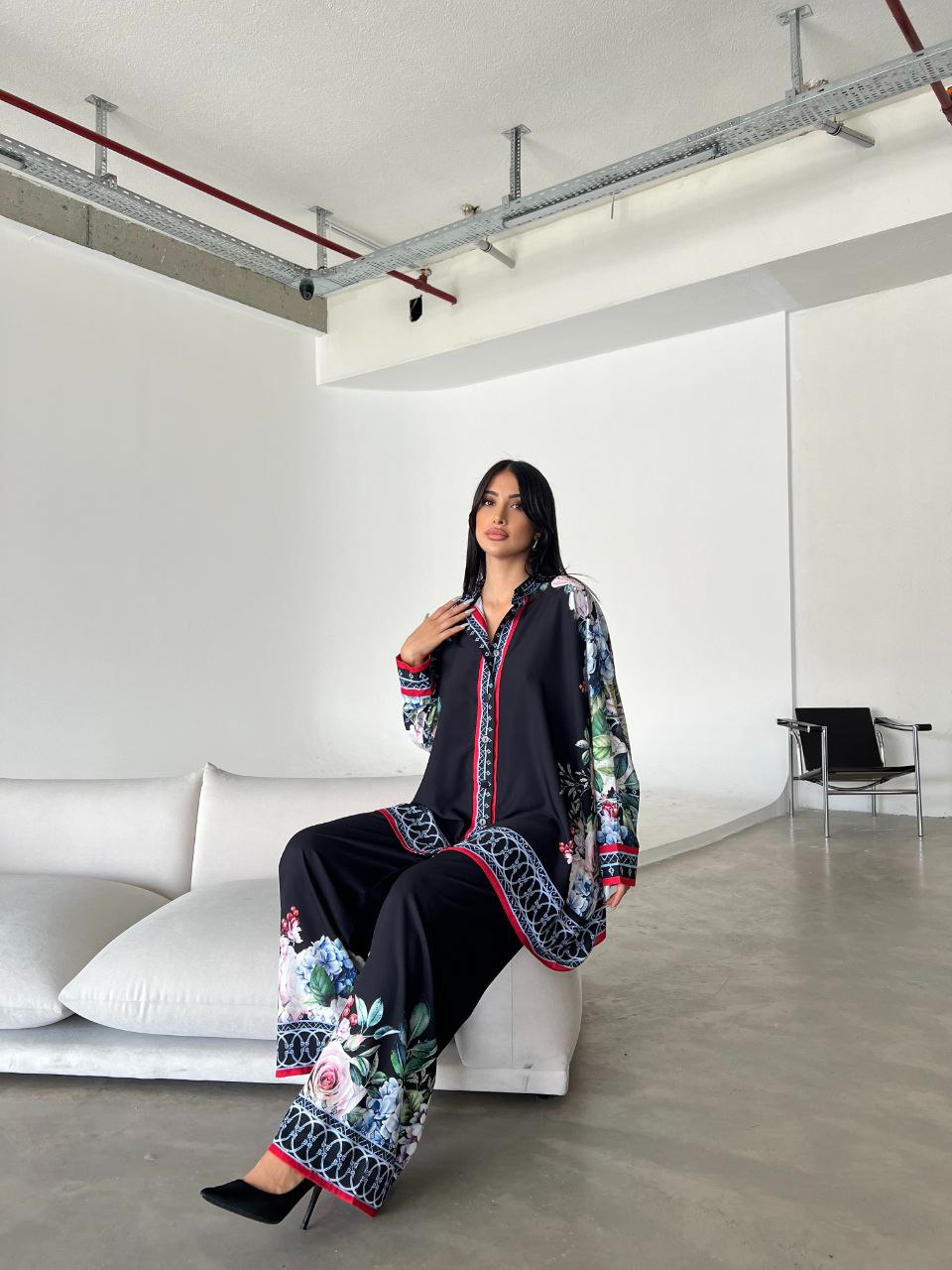 Printed Top with Wide Leg Pants - Velora
