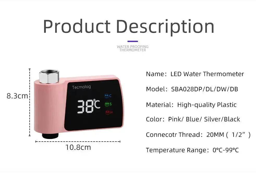 Plastic Visual Shower Faucet No Power Consumption Water Thermometer Bath - Velora