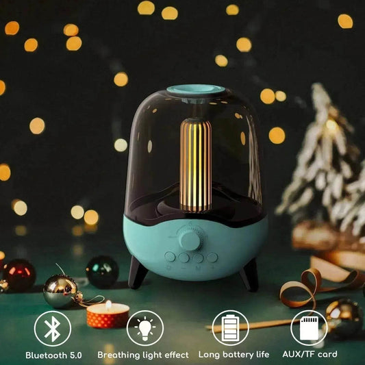 Portable Wireless Bluetooth 5.0 Speaker Flickering Ambient Light Speakers Table Lamp Stereo Sound Indoor Outdoor Night Lights - Velora