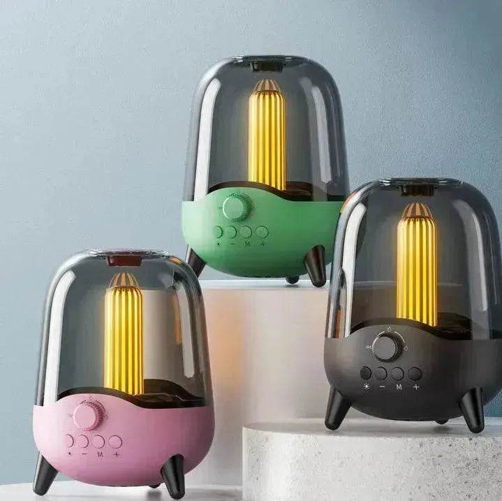 Portable Wireless Bluetooth 5.0 Speaker Flickering Ambient Light Speakers Table Lamp Stereo Sound Indoor Outdoor Night Lights - Velora