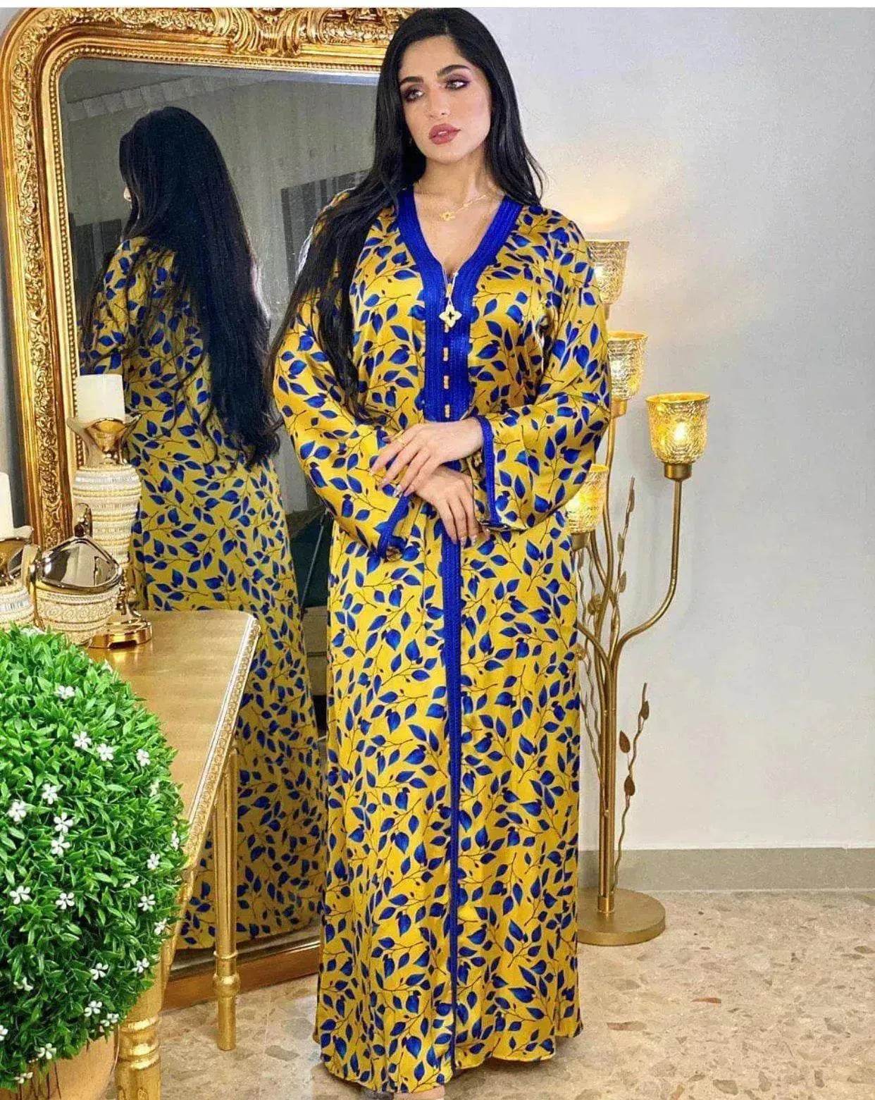 Printed Floral Abaya Dress Robe for Arab Dubai Turkey Middle East Women. - Velora