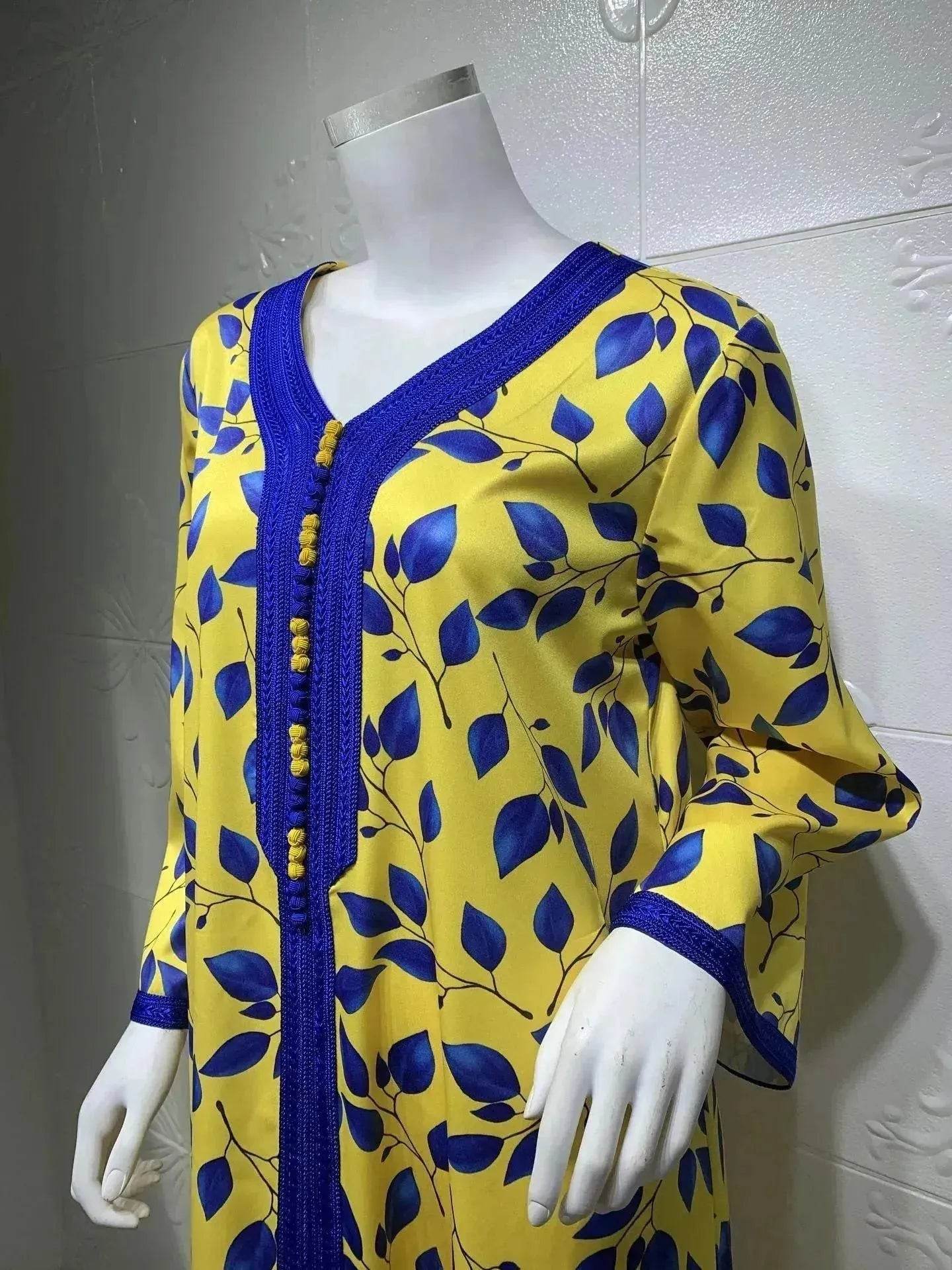 Printed Floral Abaya Dress Robe for Arab Dubai Turkey Middle East Women. - Velora