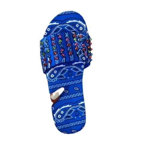 Printed Toe Flat Rivet Casual Slippers - Velora