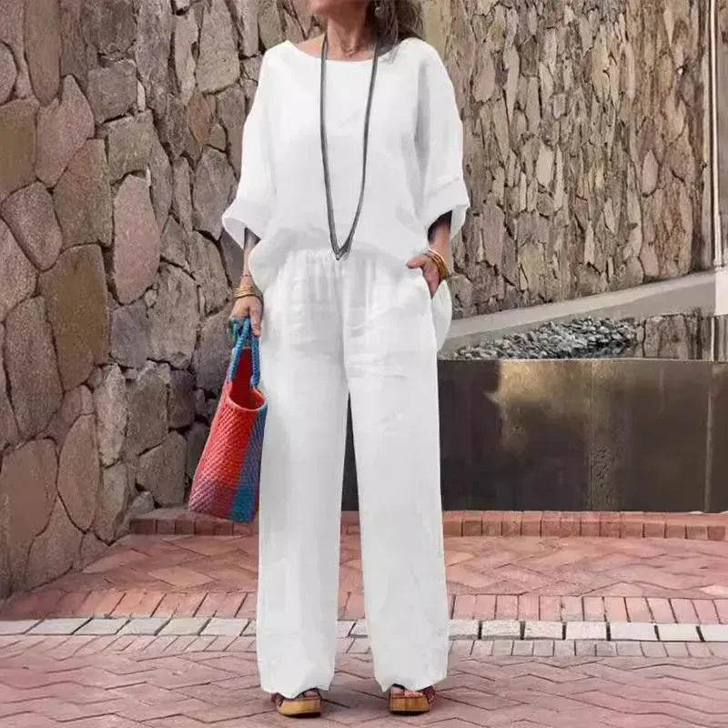 Product Women's Clothes Fashion Cotton Linen Gradient Two-piece Set - Velora