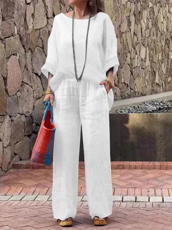 Product Women's Clothes Fashion Cotton Linen Gradient Two-piece Set - Velora