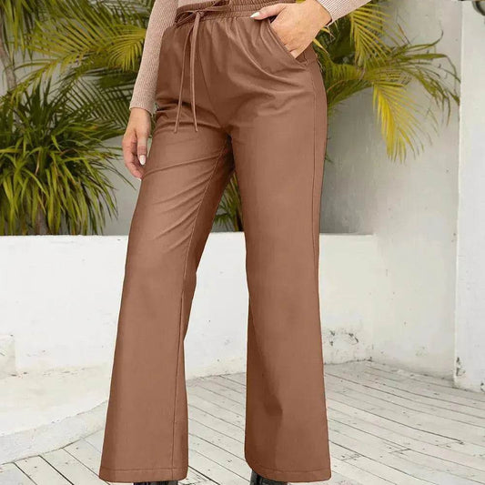 PU Loose Trousers Motorcycle Leather Straight Wide Leg Leather Pants Women EX-STOCK Canada