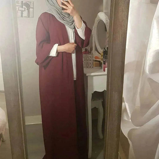 Pure Color Cardigan Spot Middle East Cardigan Dubai Robe - Velora