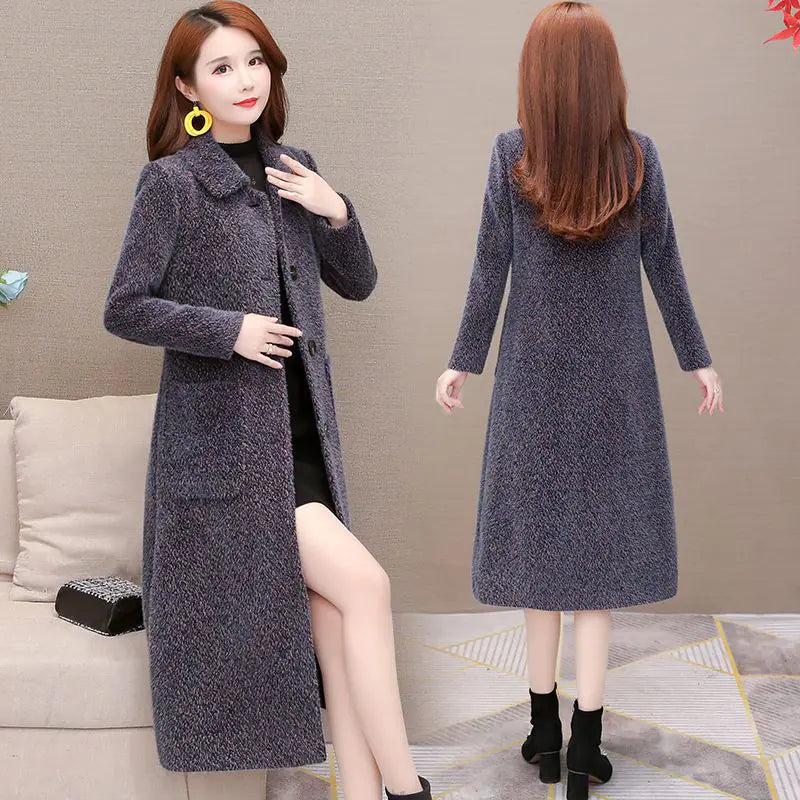 Women's Chic Mid-Length Faux Mink Coat