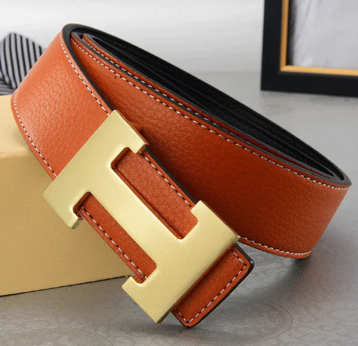 Hermes Leather Belt with Smooth Letter Buckle (One Piece)