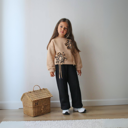 Leopard Flower Girls Casual Set