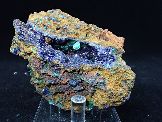 Rare Azurite Geode with Malachite Spheres - 4 x 3 x 2.5in., Anhui Province