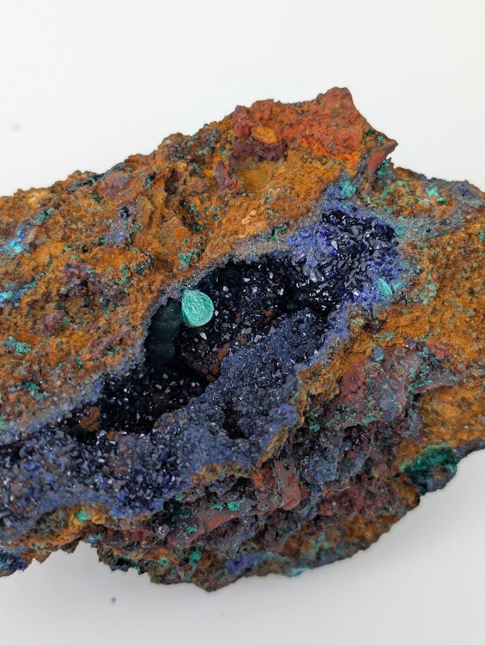 Rare Azurite Geode with Malachite Spheres - 4 x 3 x 2.5in., Anhui Province