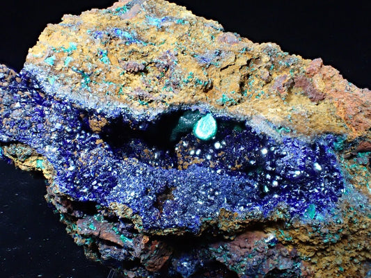 Rare Azurite Geode with Malachite Spheres - 4 x 3 x 2.5in., Anhui Province