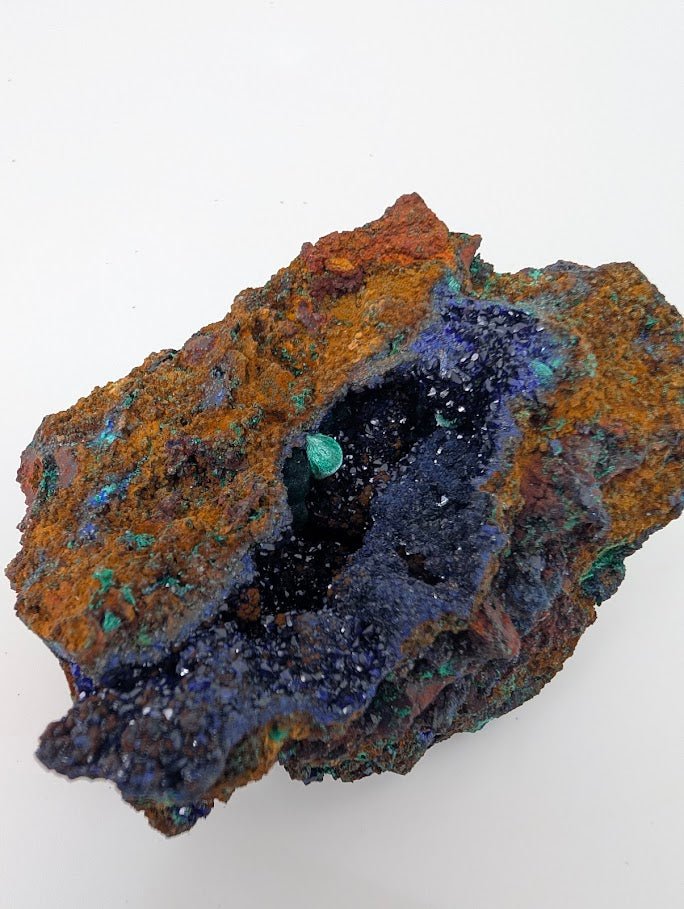 Rare Azurite Geode with Malachite Spheres - 4 x 3 x 2.5in., Anhui Province