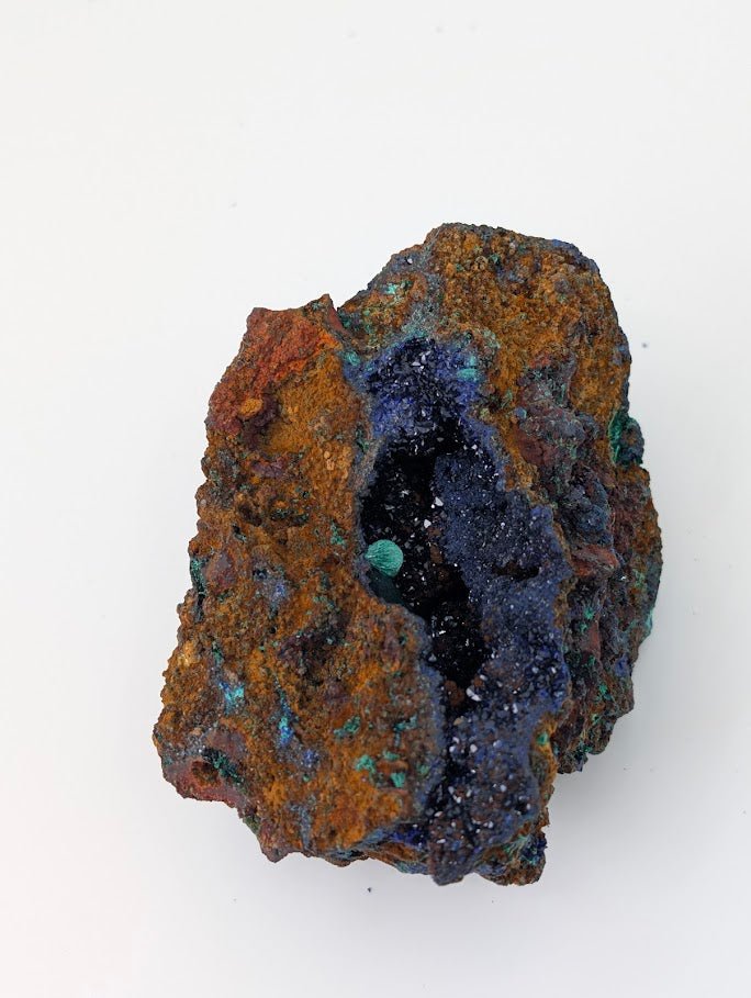 Rare Azurite Geode with Malachite Spheres - 4 x 3 x 2.5in., Anhui Province