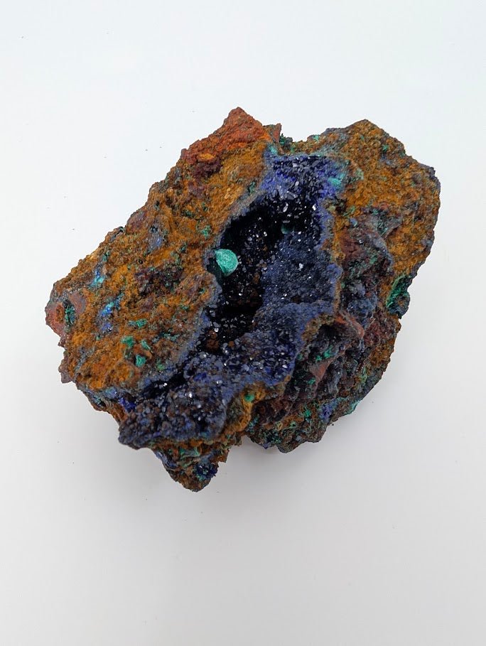 Rare Azurite Geode with Malachite Spheres - 4 x 3 x 2.5in., Anhui Province