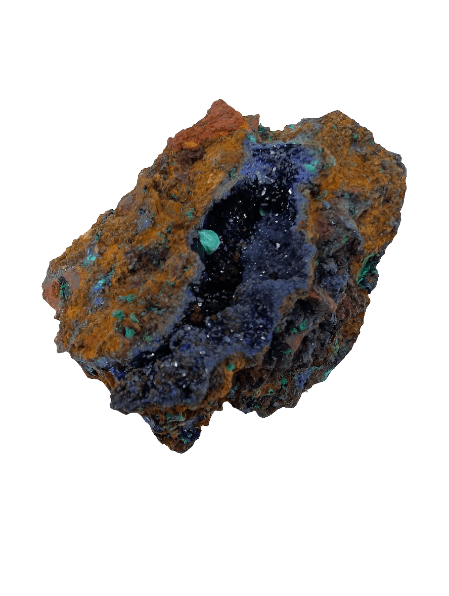 Rare Azurite Geode with Malachite Spheres - 4 x 3 x 2.5in., Anhui Province