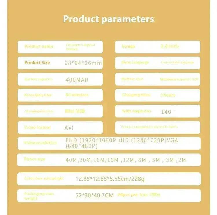 Retro Photography Video Filter HD Digital Mini Flip Children's Camera Toy - Velora