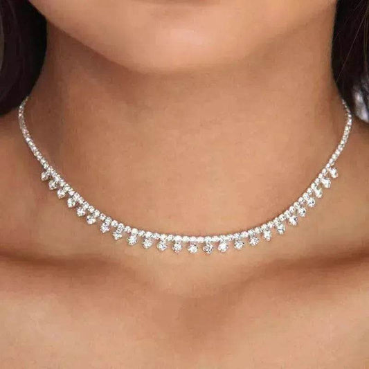 Rhinestone Claw Simple Fashion Item Choker Temperament Clavicle Chain Necklace for Women Bridal Wedding Necklace - Velora