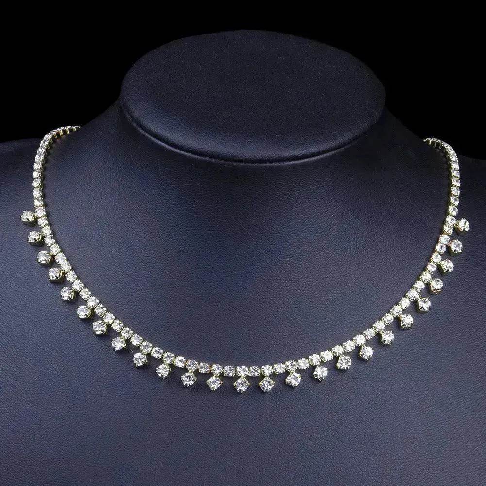 Rhinestone Claw Simple Fashion Item Choker Temperament Clavicle Chain Necklace for Women Bridal Wedding Necklace - Velora