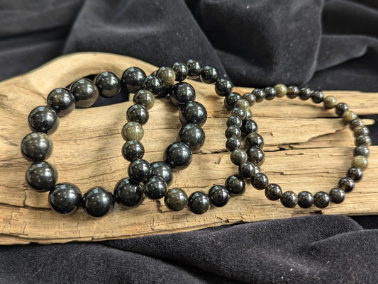 Golden Obsidian Bracelet — 6mm, 8mm & 12mm round Beads