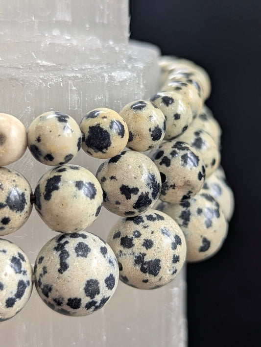 Dalmatian Jasper Bracelet — 6mm, 8mm & 10mm Round Beads