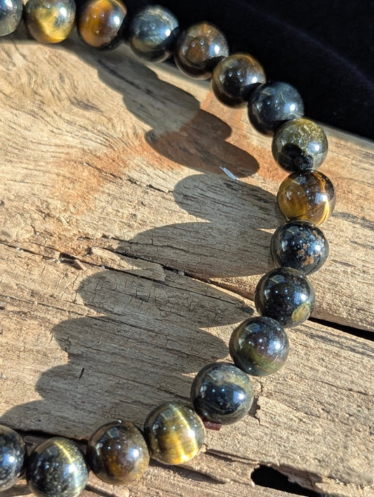 Blue Tiger's Eye Bracelet – 8mm Round Bead