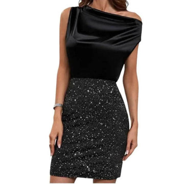 Robe ajustée à encolure asymétrique