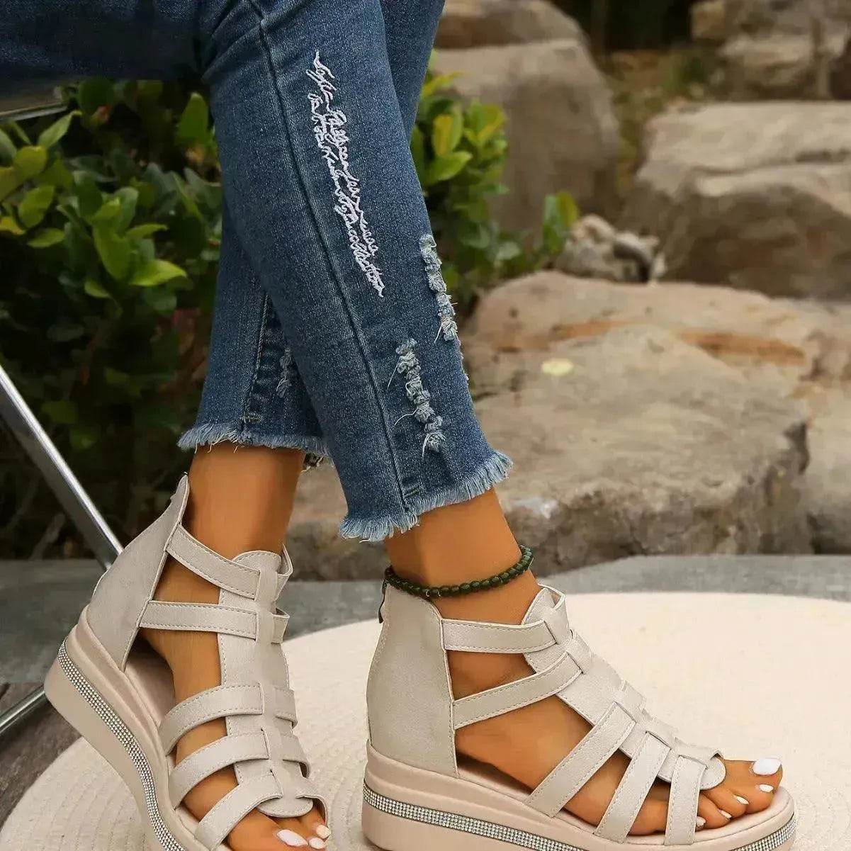 Roman Style Summer Women's Wedge Platform Chunky Sandals for Women - Velora
